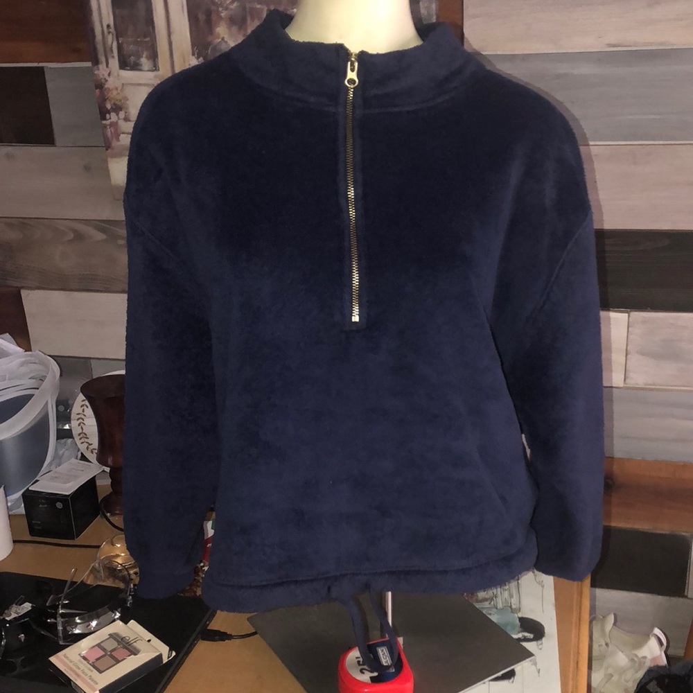 Blue Fleece Sweater with Top Zipper - Medium